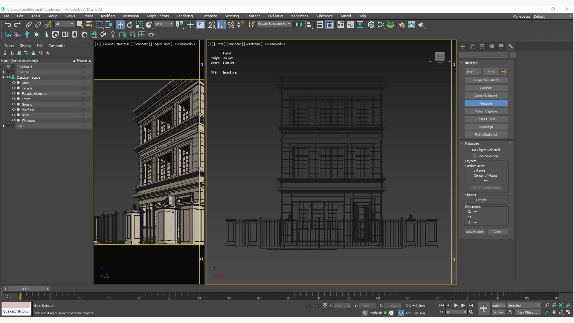 Classical architectural facade 3D model_3
