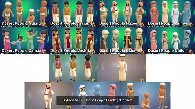Stylized NPC - Desert People Bundle