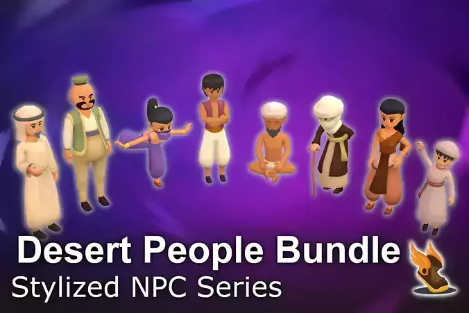 Stylized NPC - Desert People Bundle 3D Model Collection