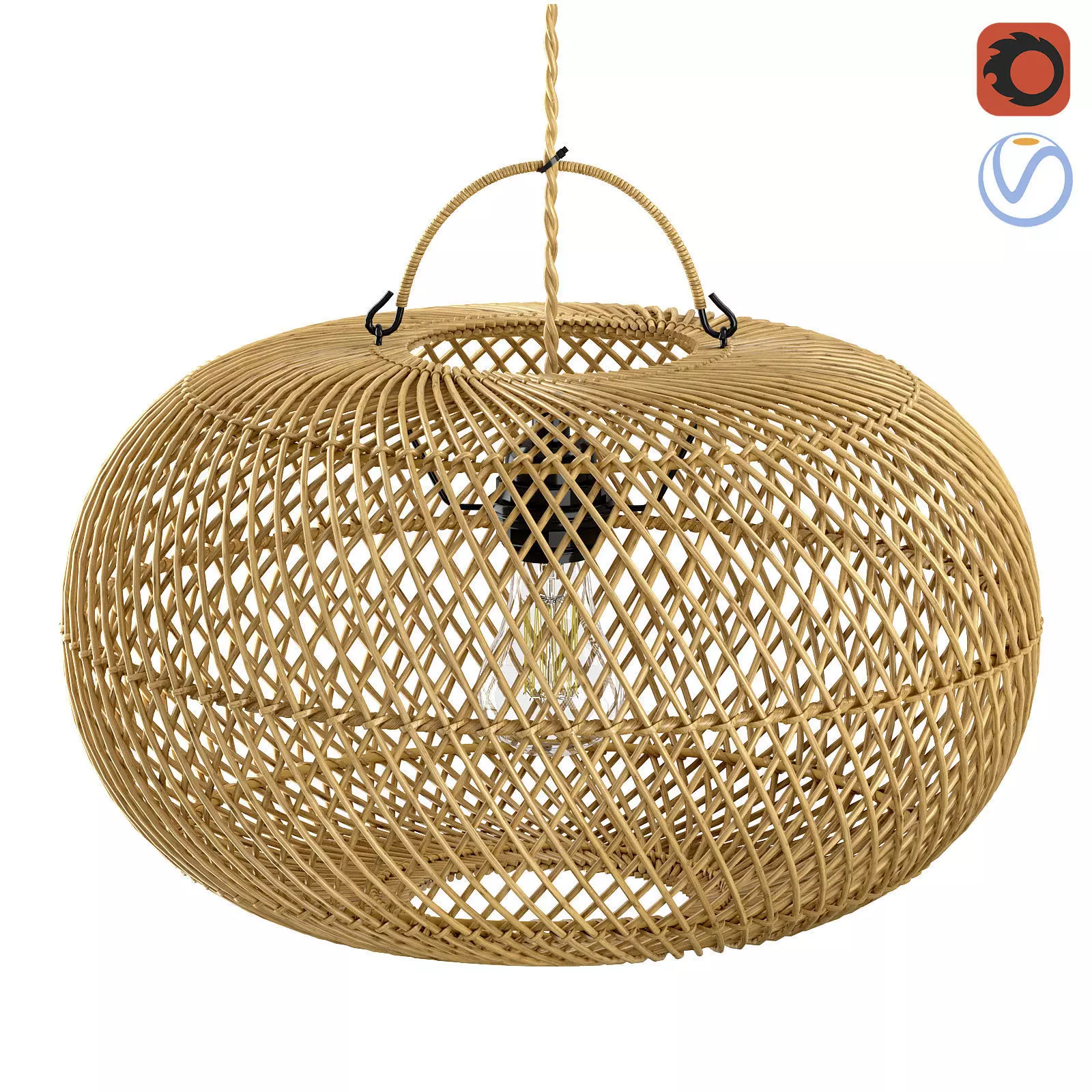 Wholly Pendant Ceiling bamboo lamp Natural 3D model_0