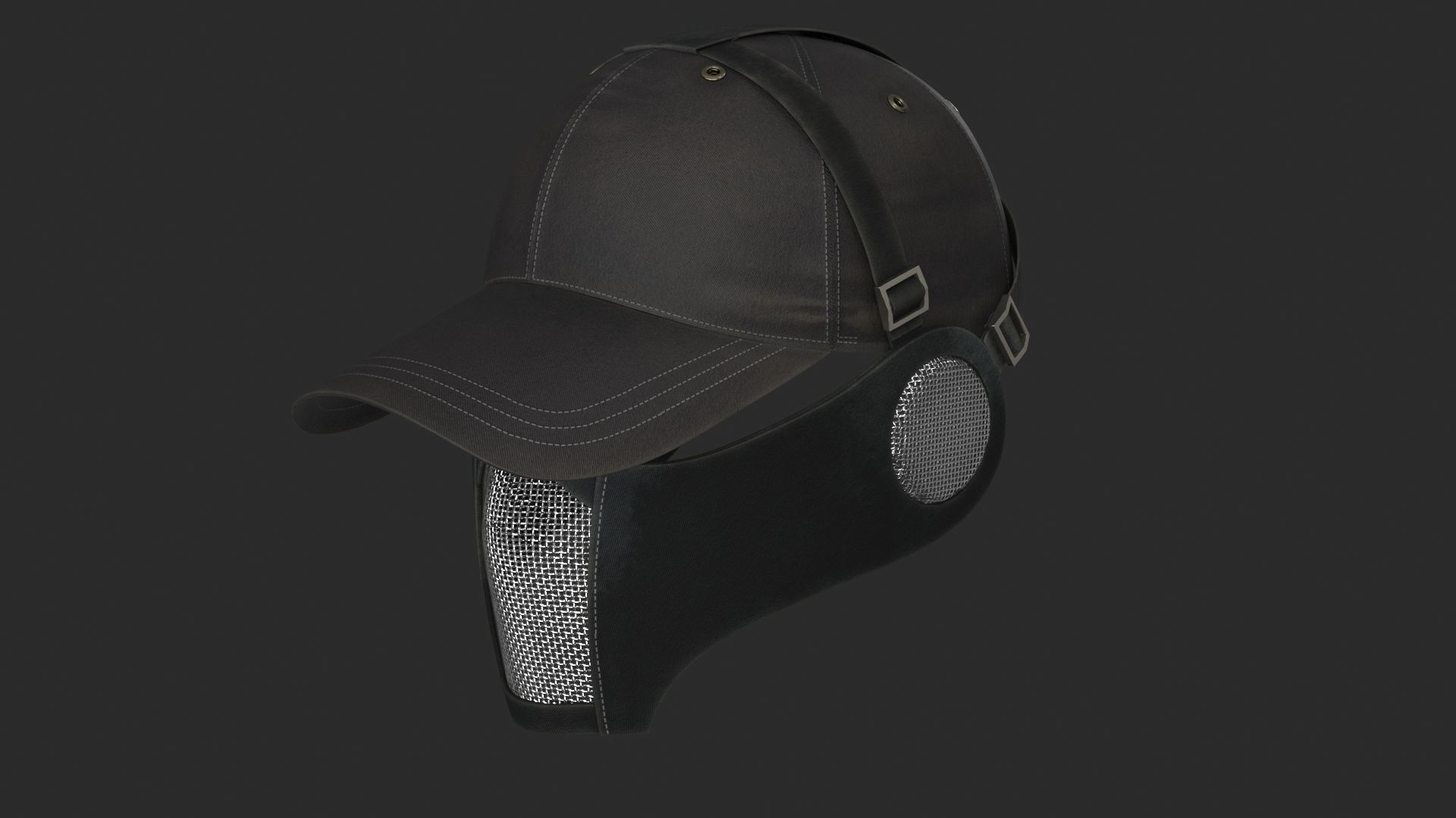 Tactical Mask Face And Ear Protection with Baseball Cap 3D Model Collection_8