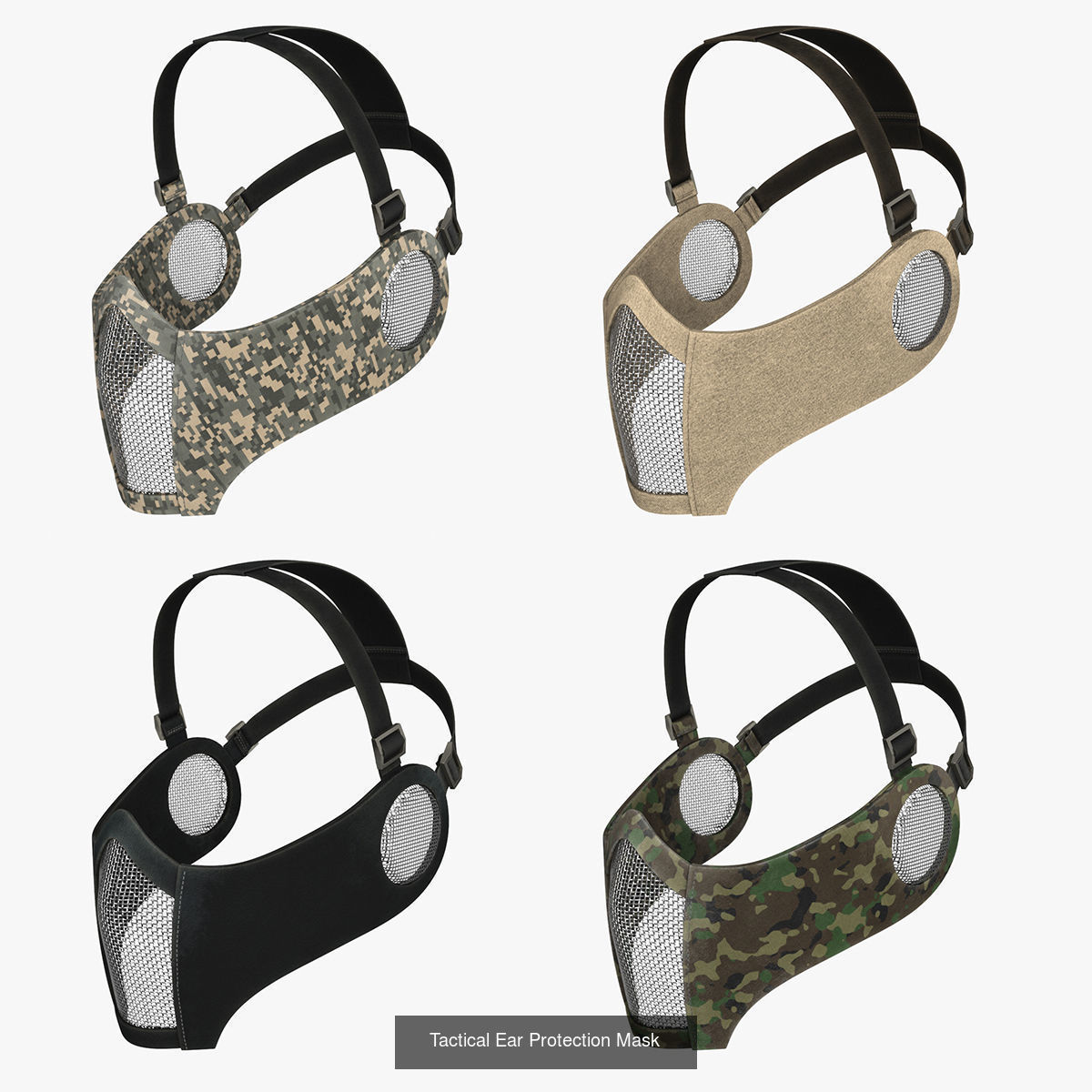 Tactical Mask Face And Ear Protection with Baseball Cap 3D Model Collection_4