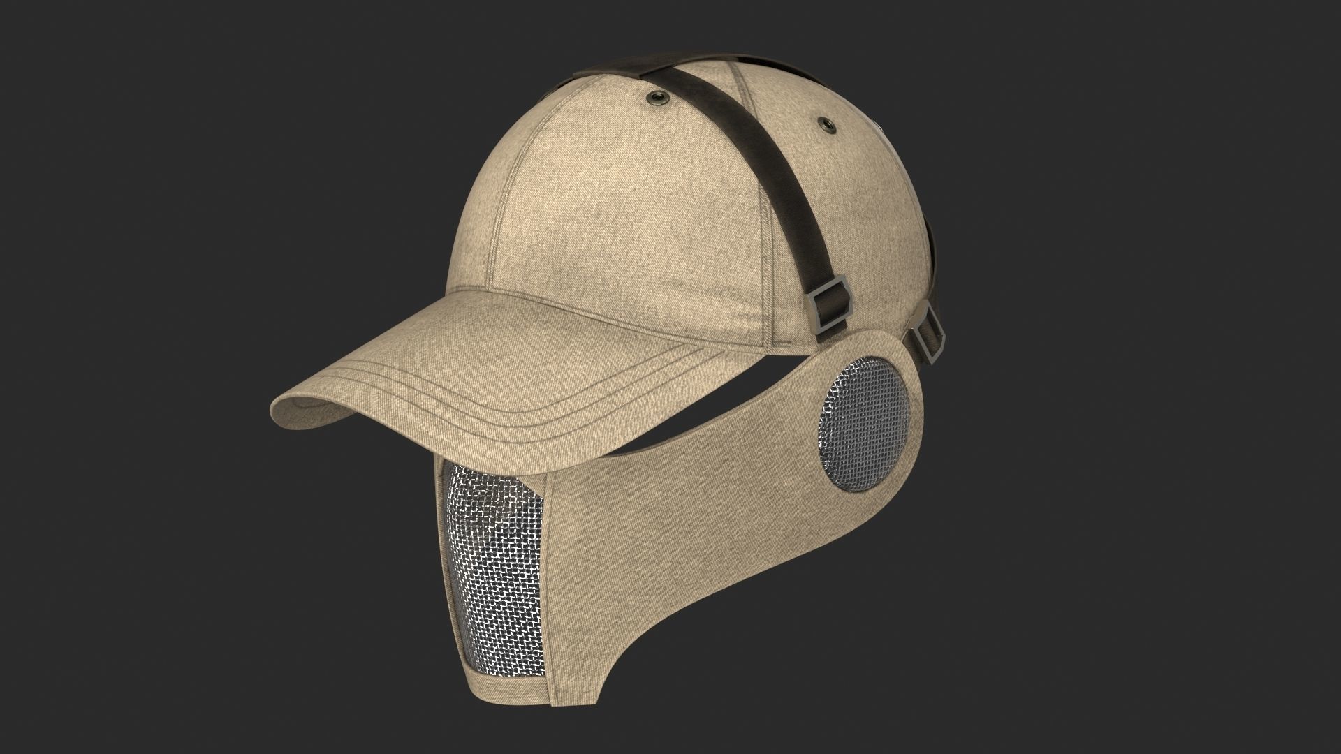 Tactical Mask Face And Ear Protection with Baseball Cap 3D Model Collection_6