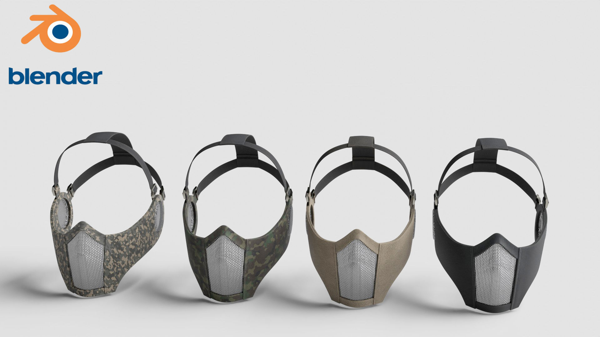 Tactical Mask Face And Ear Protection with Baseball Cap 3D Model Collection_25