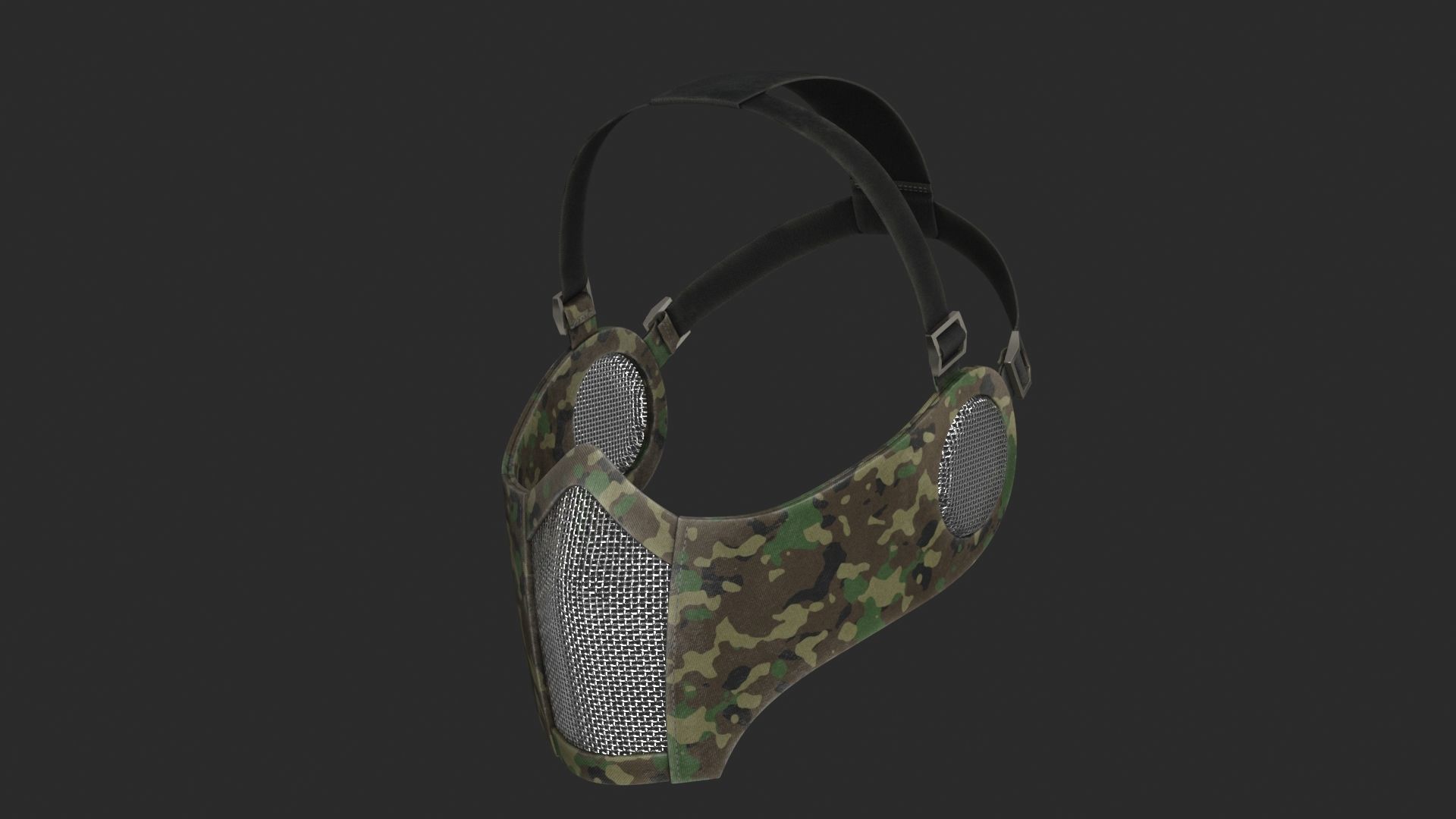 Tactical Mask Face And Ear Protection with Baseball Cap 3D Model Collection_24