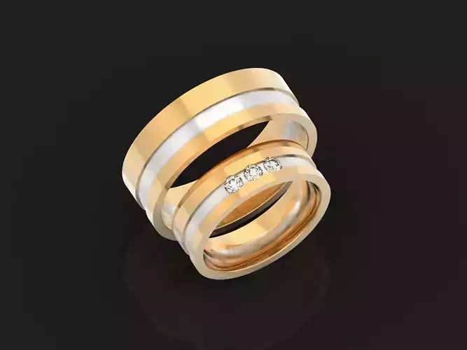 Combination wedding rings of different metals 944