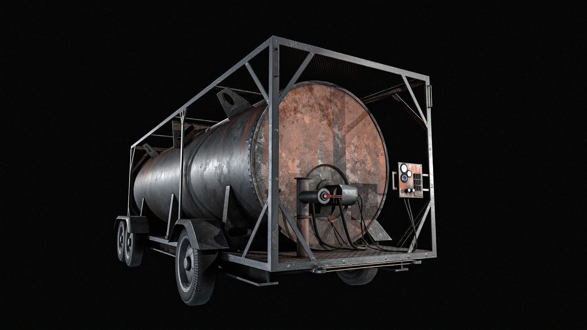 Portable Fuel Tank 3 Pack Low-poly 3D model_4