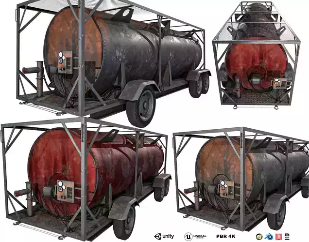 Portable Fuel Tank 3 Pack Low-poly 3D model