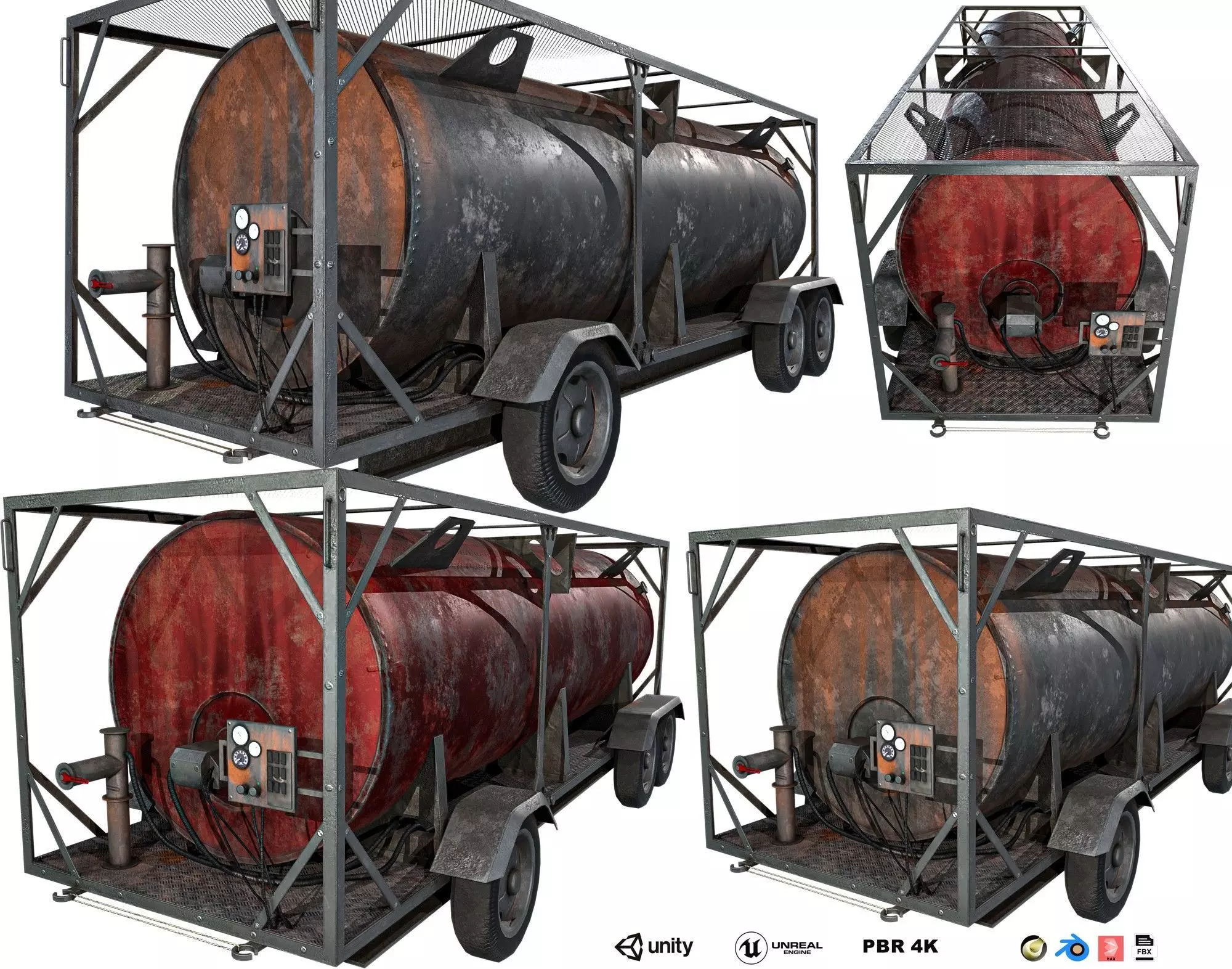 Portable Fuel Tank 3 Pack Low-poly 3D model_0