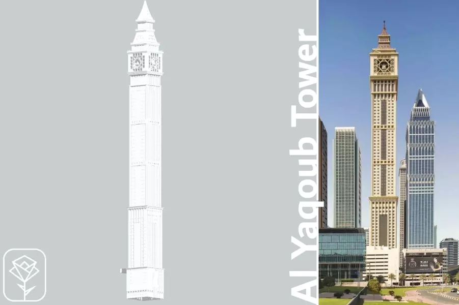 Al Yaqoub Tower Low-poly 3D model_0