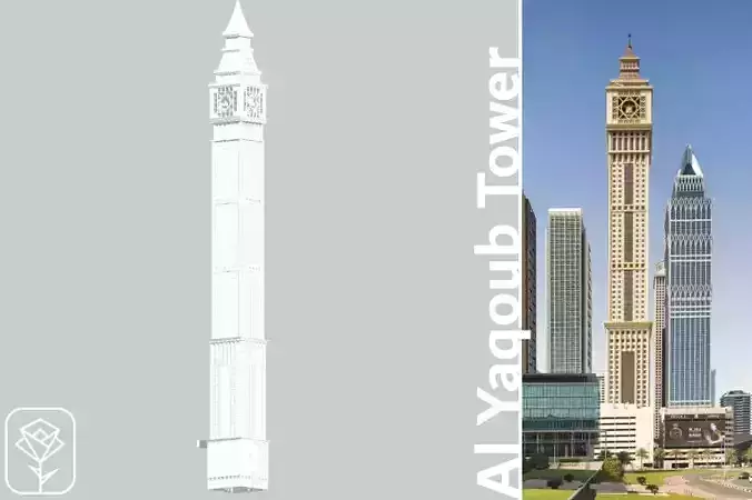Al Yaqoub Tower Low-poly 3D model