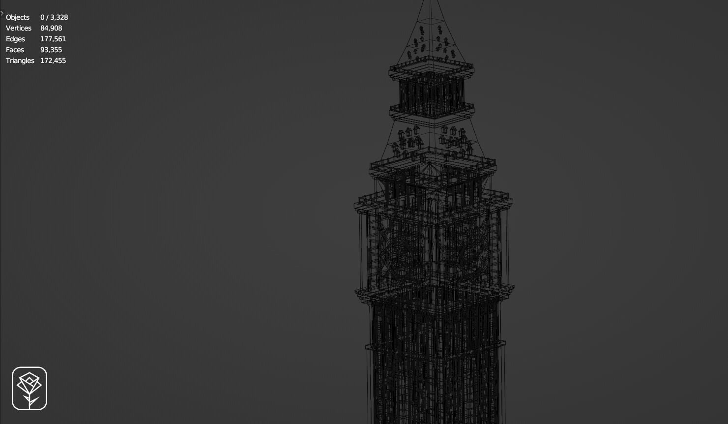Al Yaqoub Tower Low-poly 3D model_9