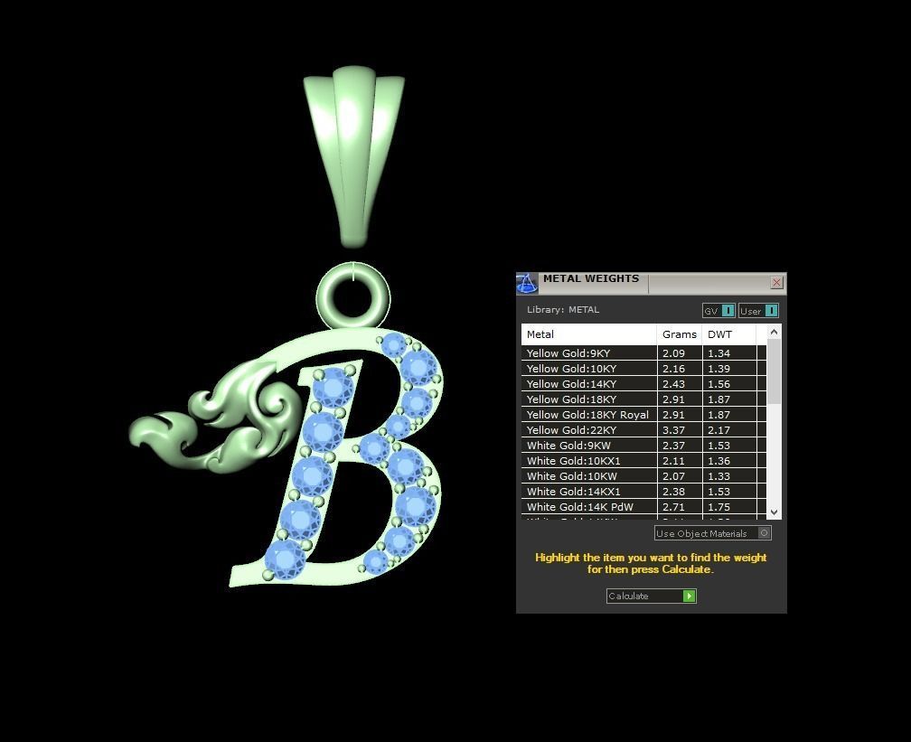 Initial Letters Pendant B 3D print model 3D print 3D print model 3D print model_7