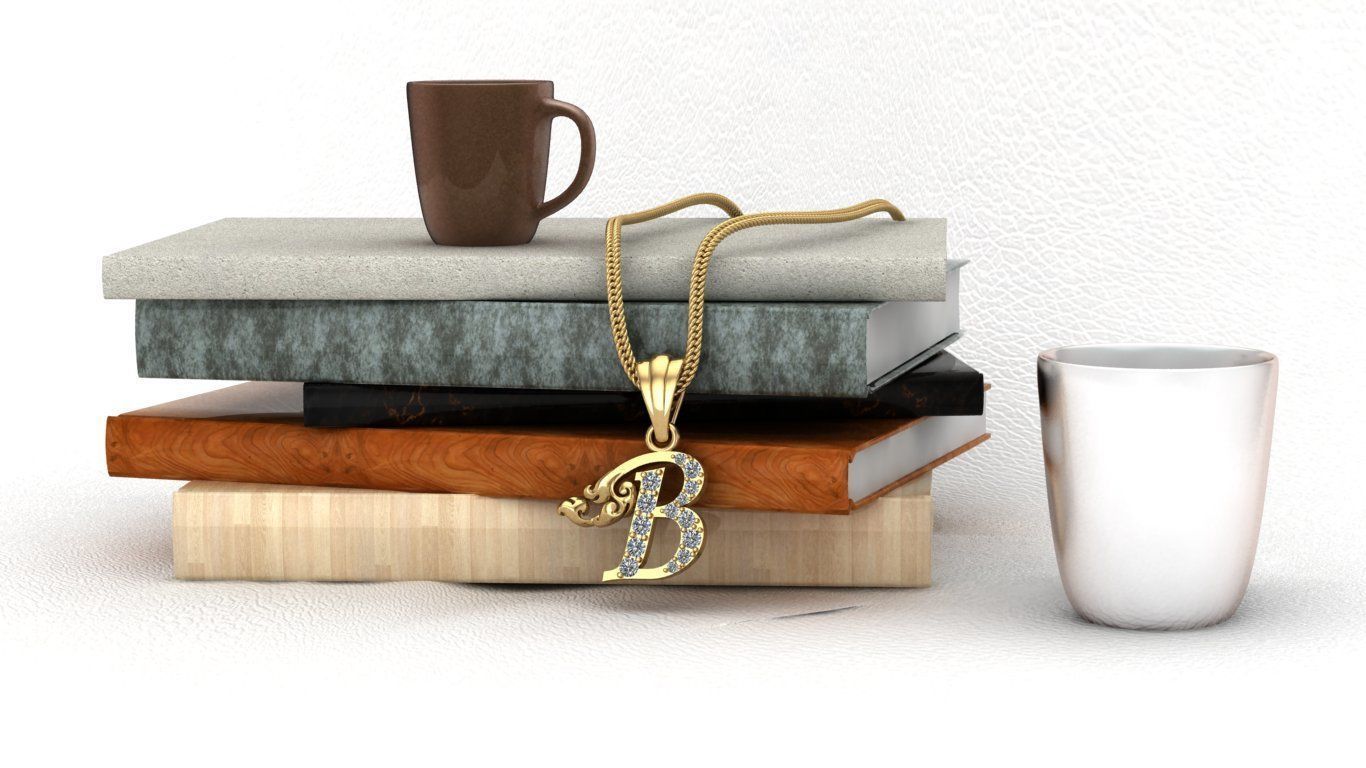 Initial Letters Pendant B 3D print model 3D print 3D print model 3D print model_2