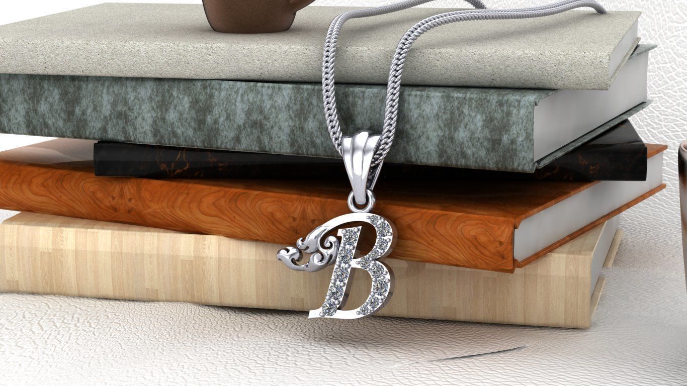 Initial Letters Pendant B 3D print model 3D print 3D print model 3D print model_4