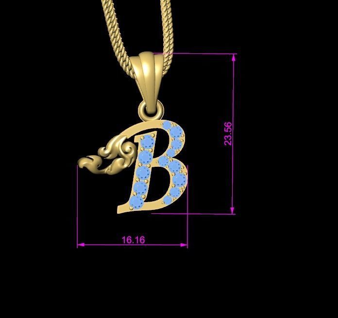 Initial Letters Pendant B 3D print model 3D print 3D print model 3D print model_9