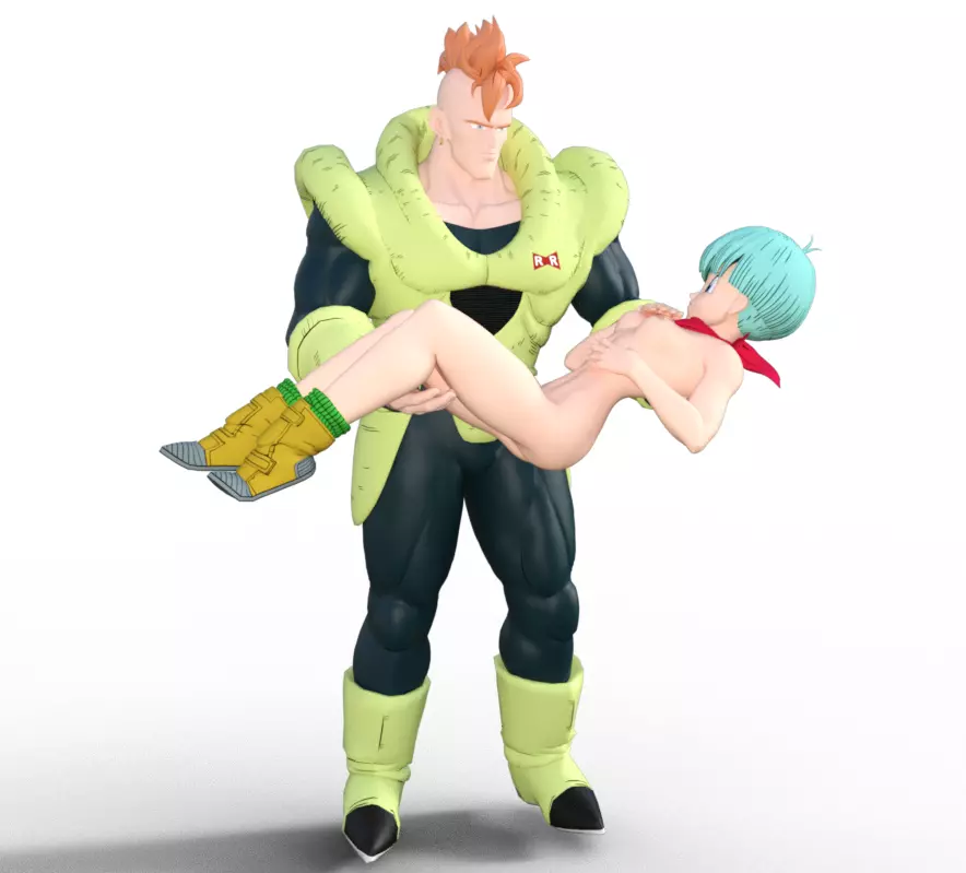 Androide 16 holding bulma 3D print model