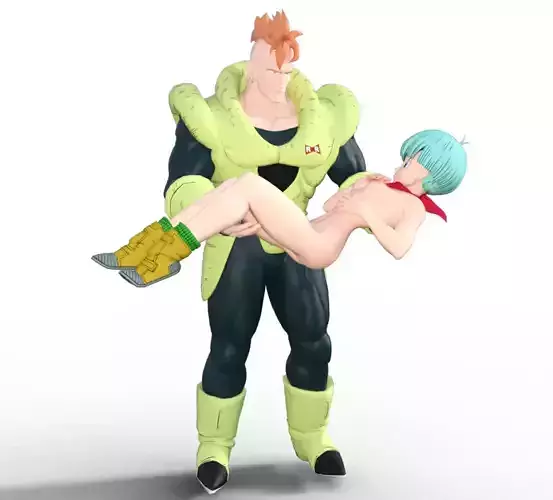 Androide 16 holding bulma