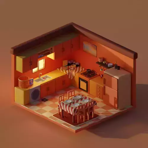 Isometric Stylized Kitchen