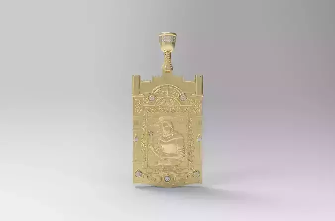 Saint Barbara Big Pendant Hollow Light 3D print model