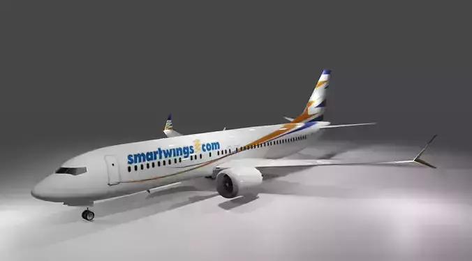 Smartwings boeing 737 max 8 3d model with cockpit Low-poly 3D model