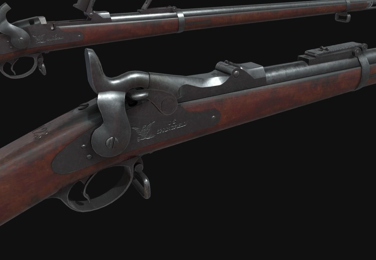 Springfield Trapdoor 1884 Low-poly 3D model_2