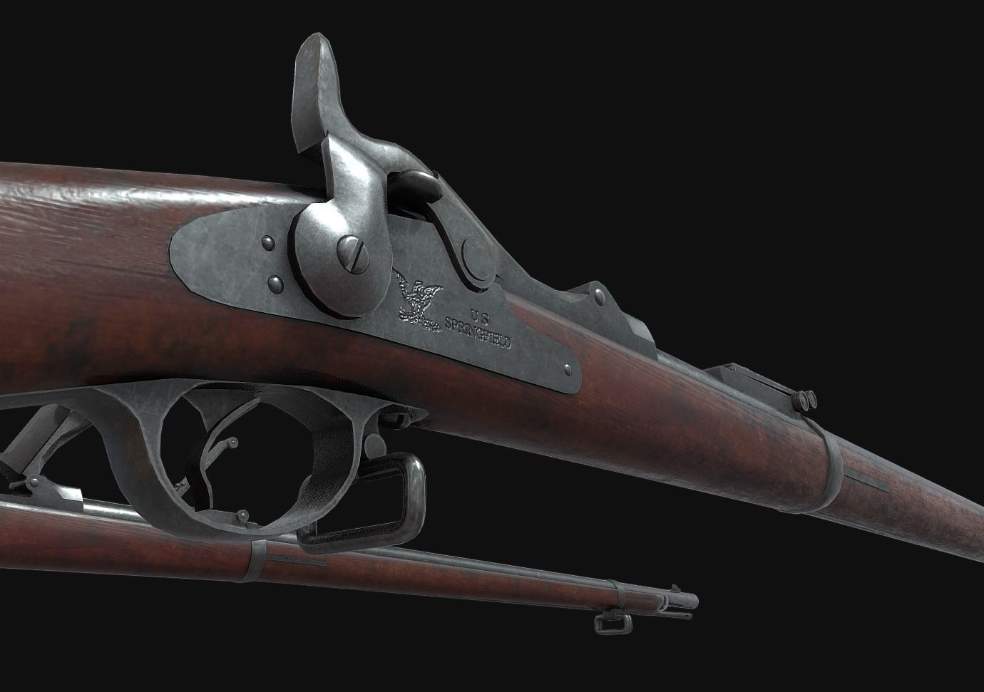 Springfield Trapdoor 1884 Low-poly 3D model_10