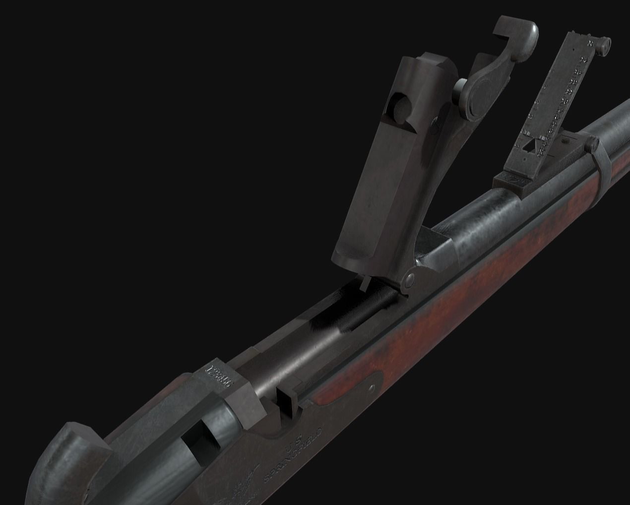 Springfield Trapdoor 1884 Low-poly 3D model_11