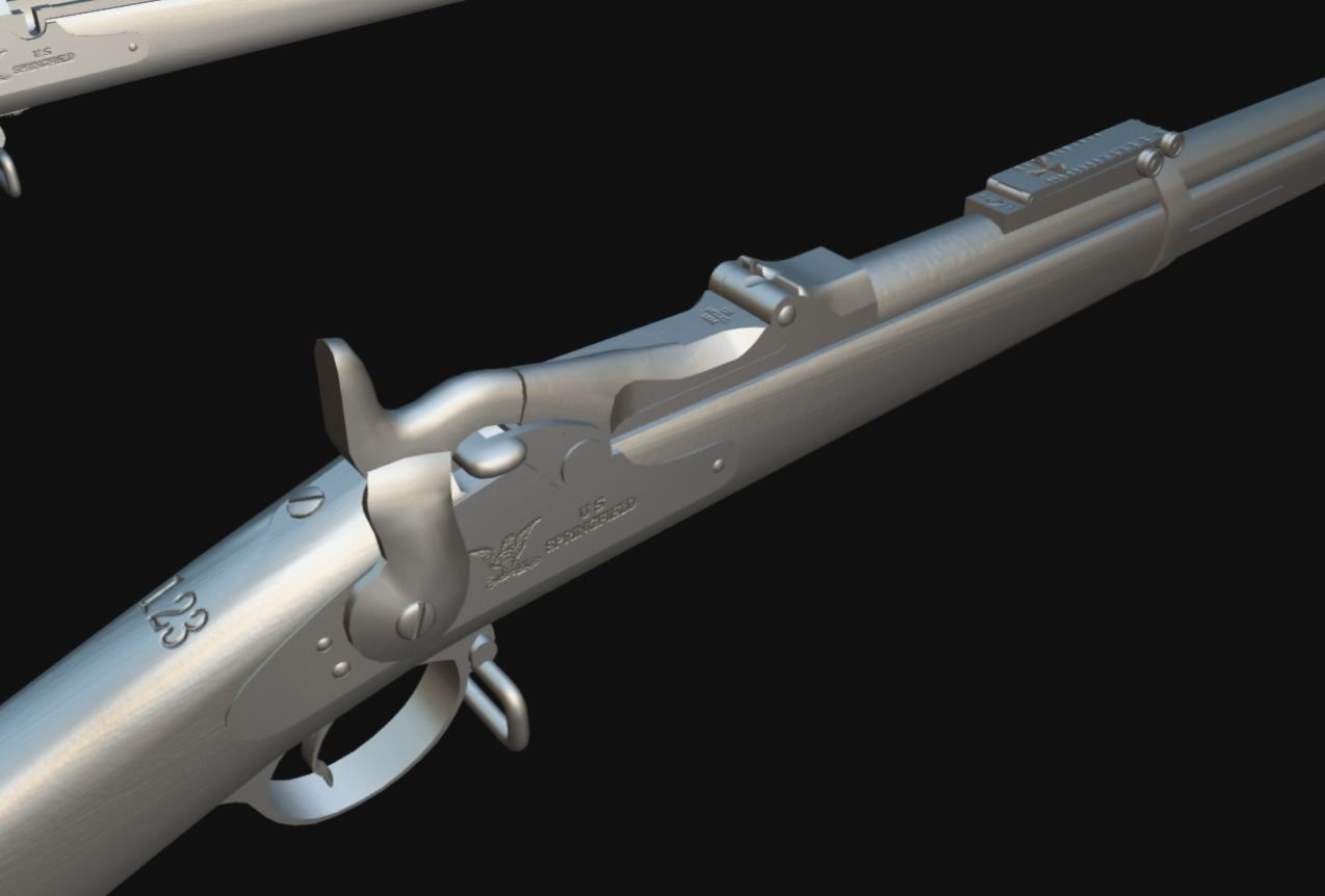 Springfield Trapdoor 1884 Low-poly 3D model_16