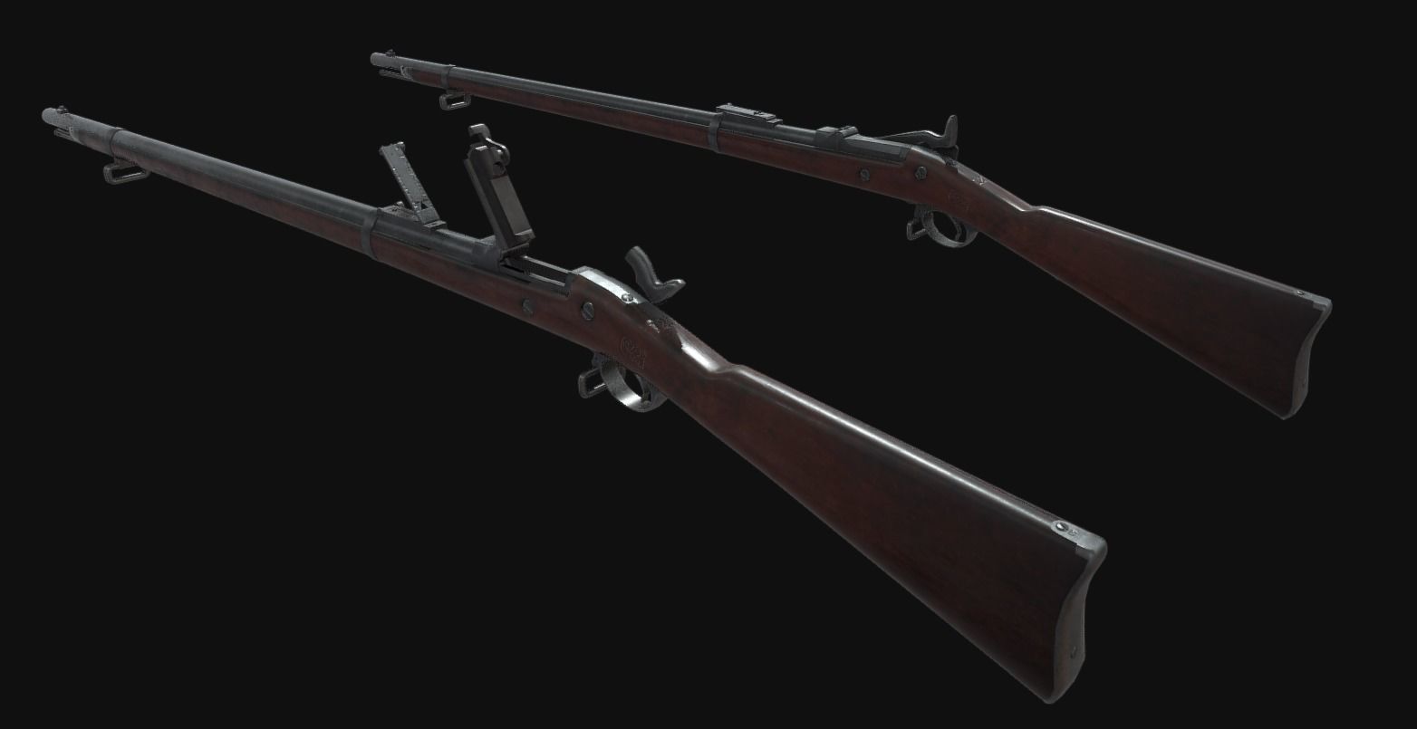 Springfield Trapdoor 1884 Low-poly 3D model_1