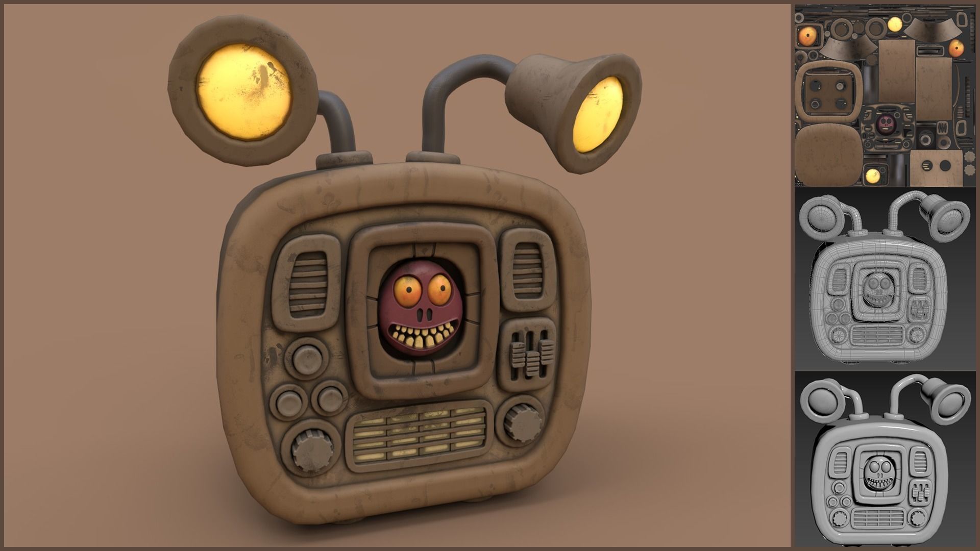 Stylized Cartoony Imp TV Low-poly 3D model_1