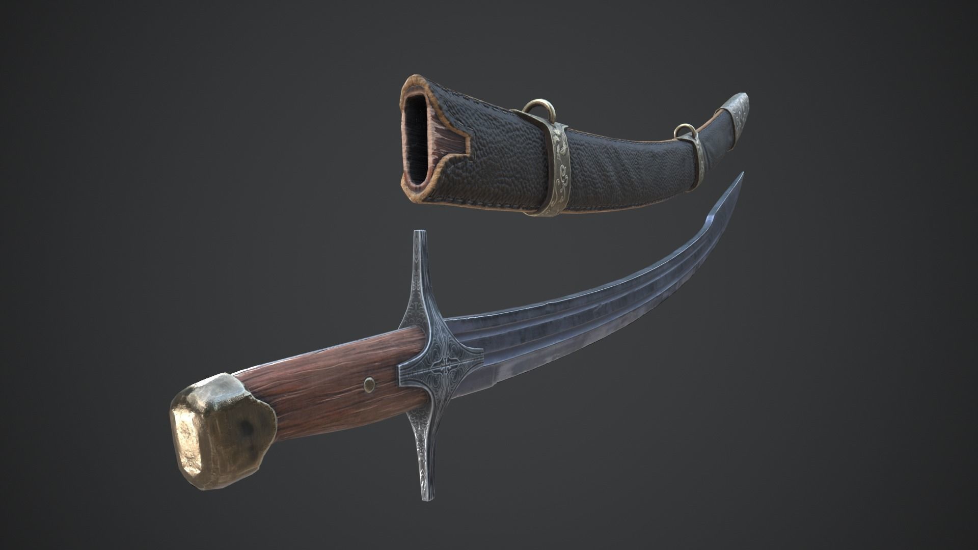 Medieval Saber Low-poly 3D model_9