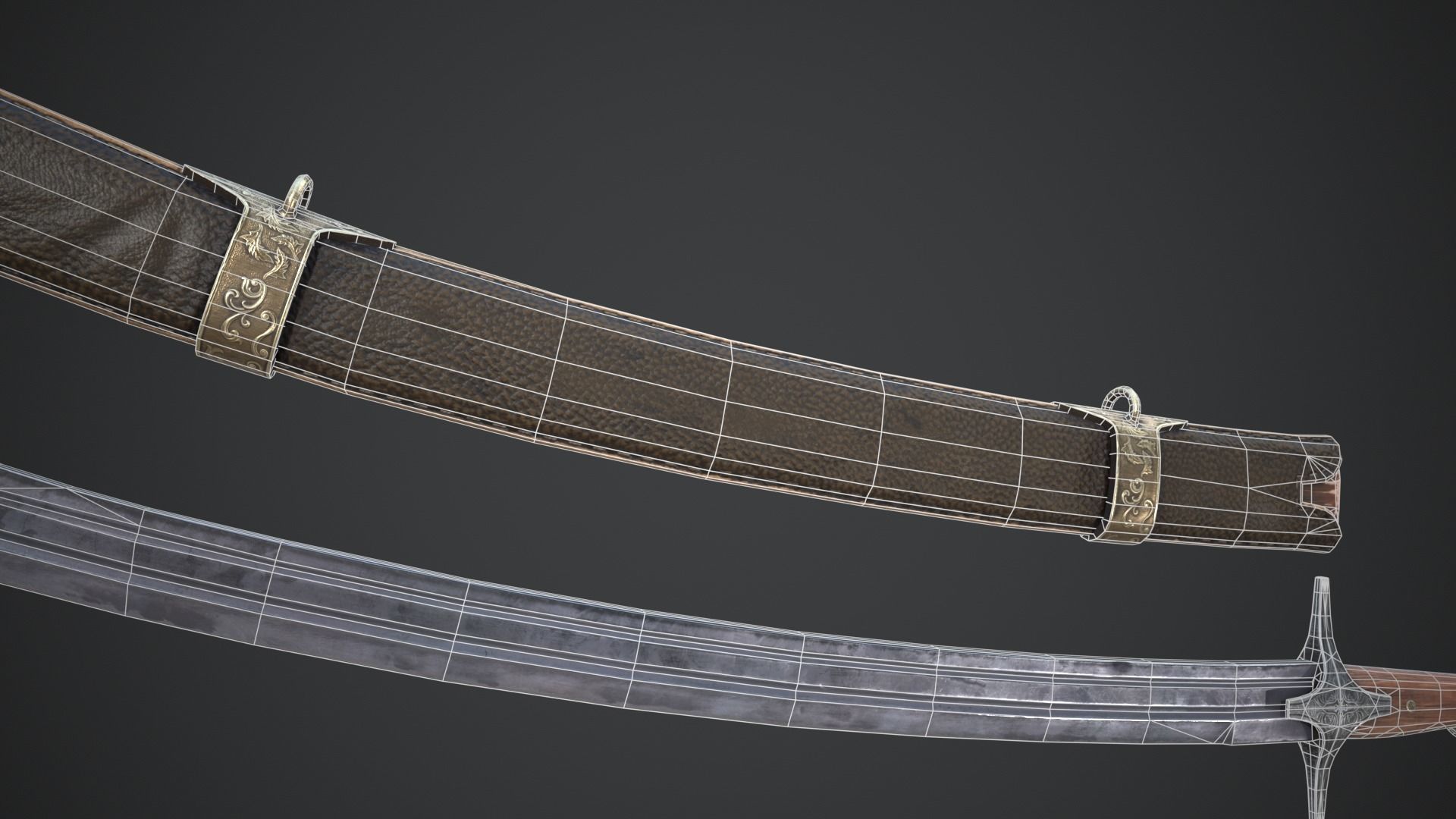 Medieval Saber Low-poly 3D model_14