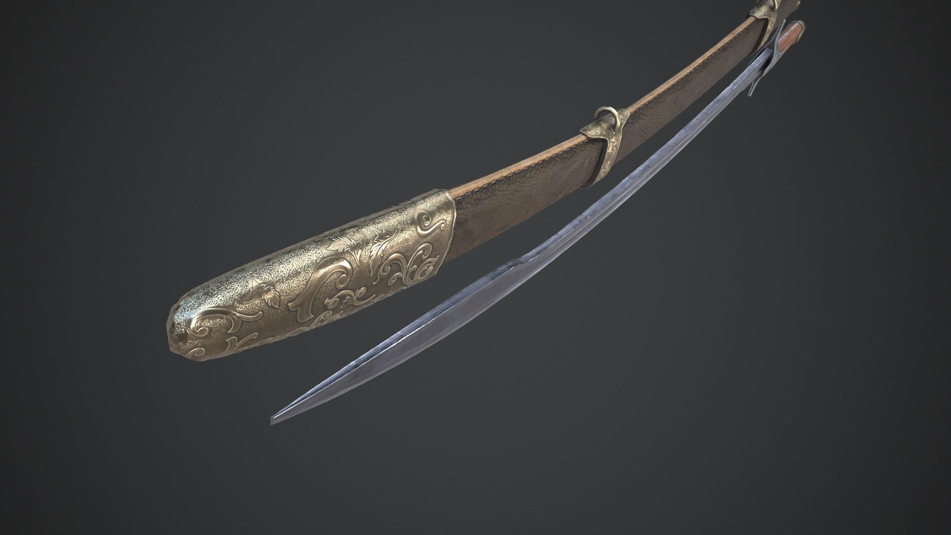 Medieval Saber Low-poly 3D model_5