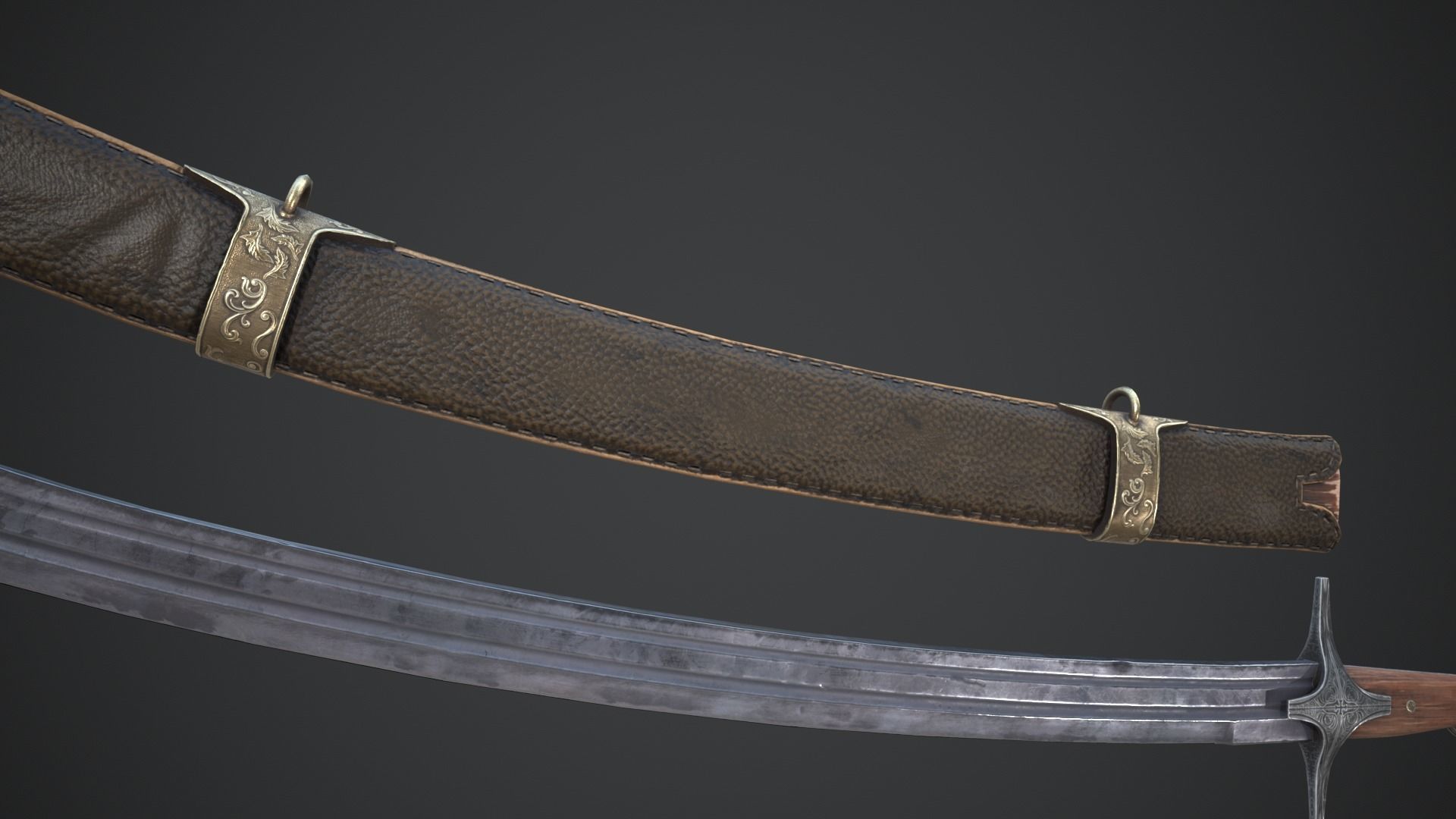 Medieval Saber Low-poly 3D model_7