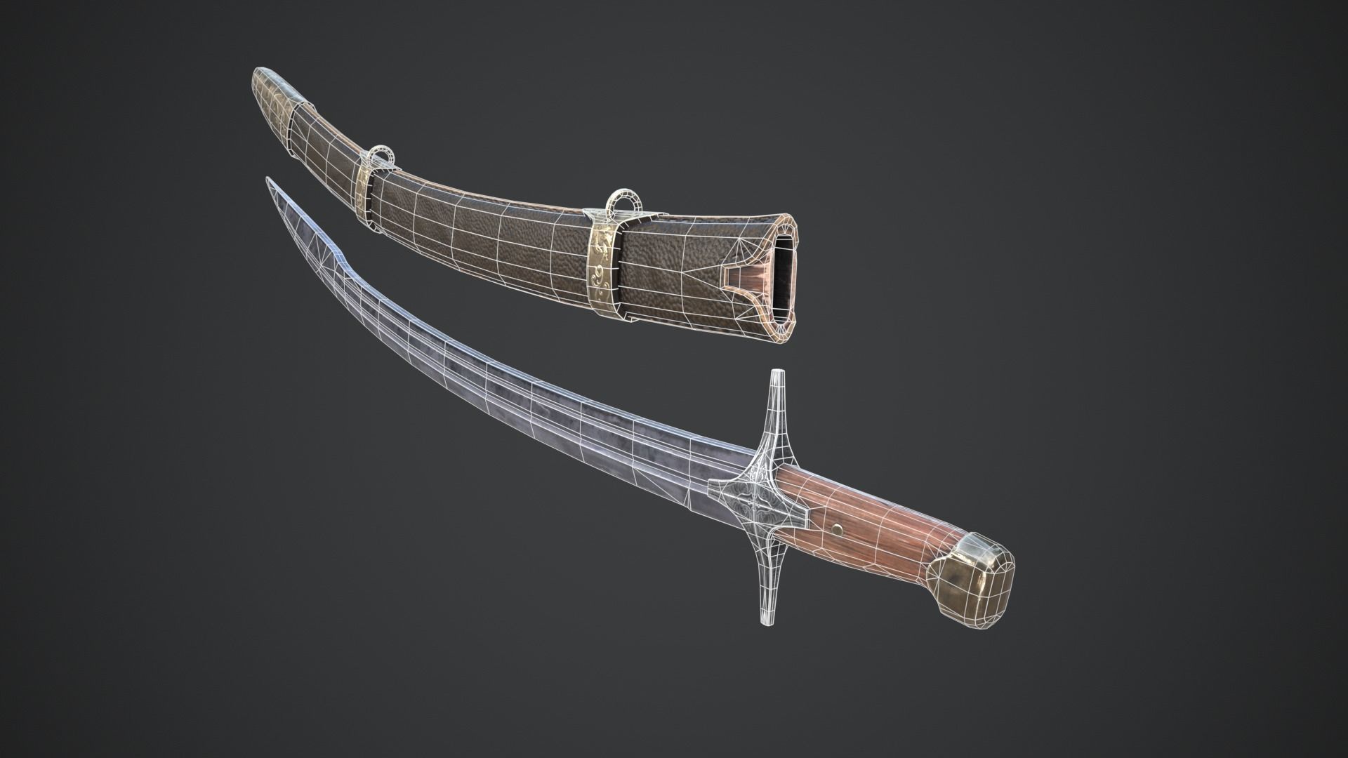Medieval Saber Low-poly 3D model_17