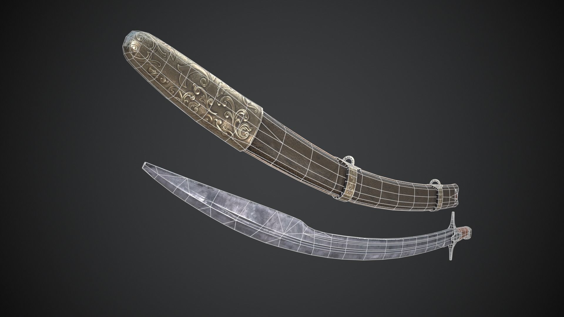 Medieval Saber Low-poly 3D model_15