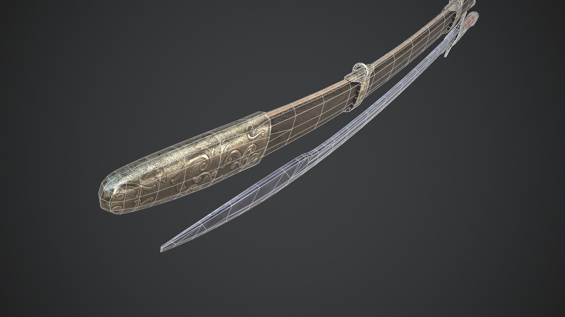 Medieval Saber Low-poly 3D model_12