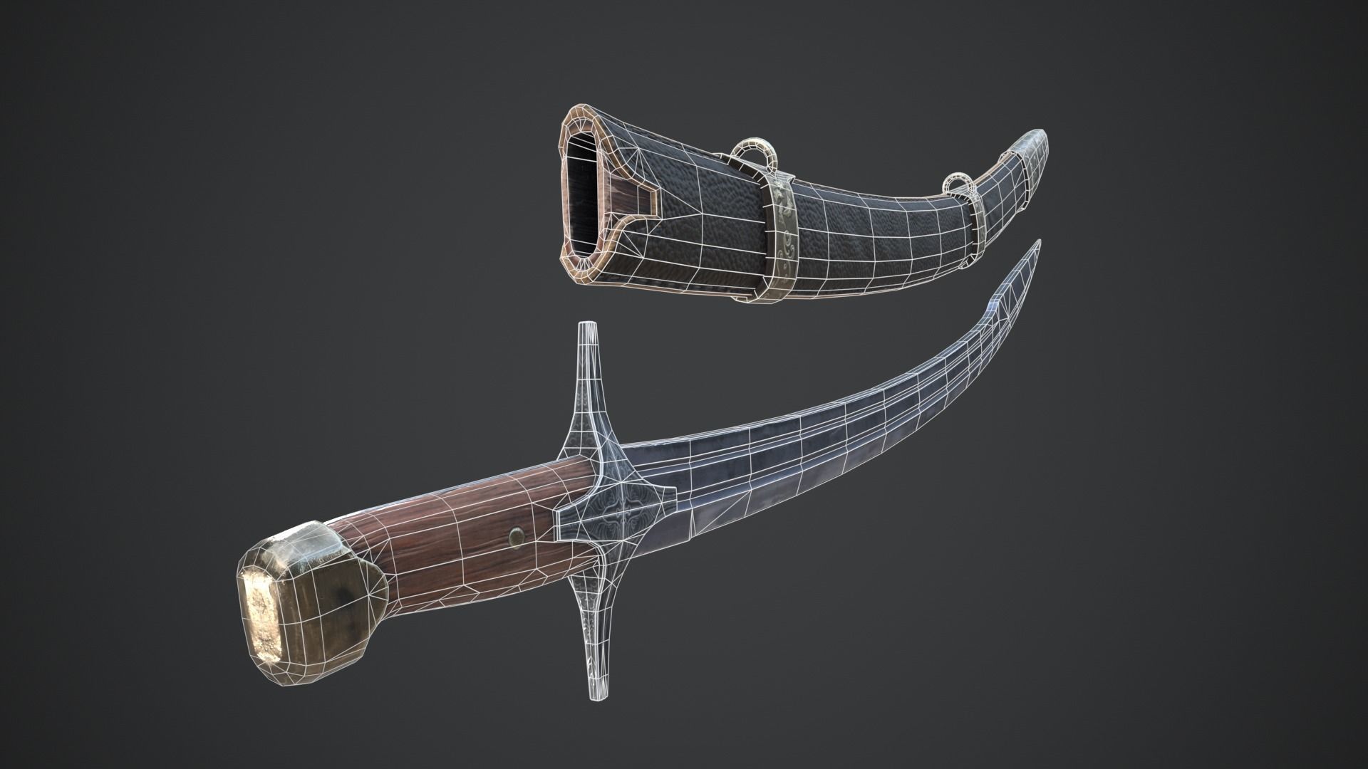 Medieval Saber Low-poly 3D model_16