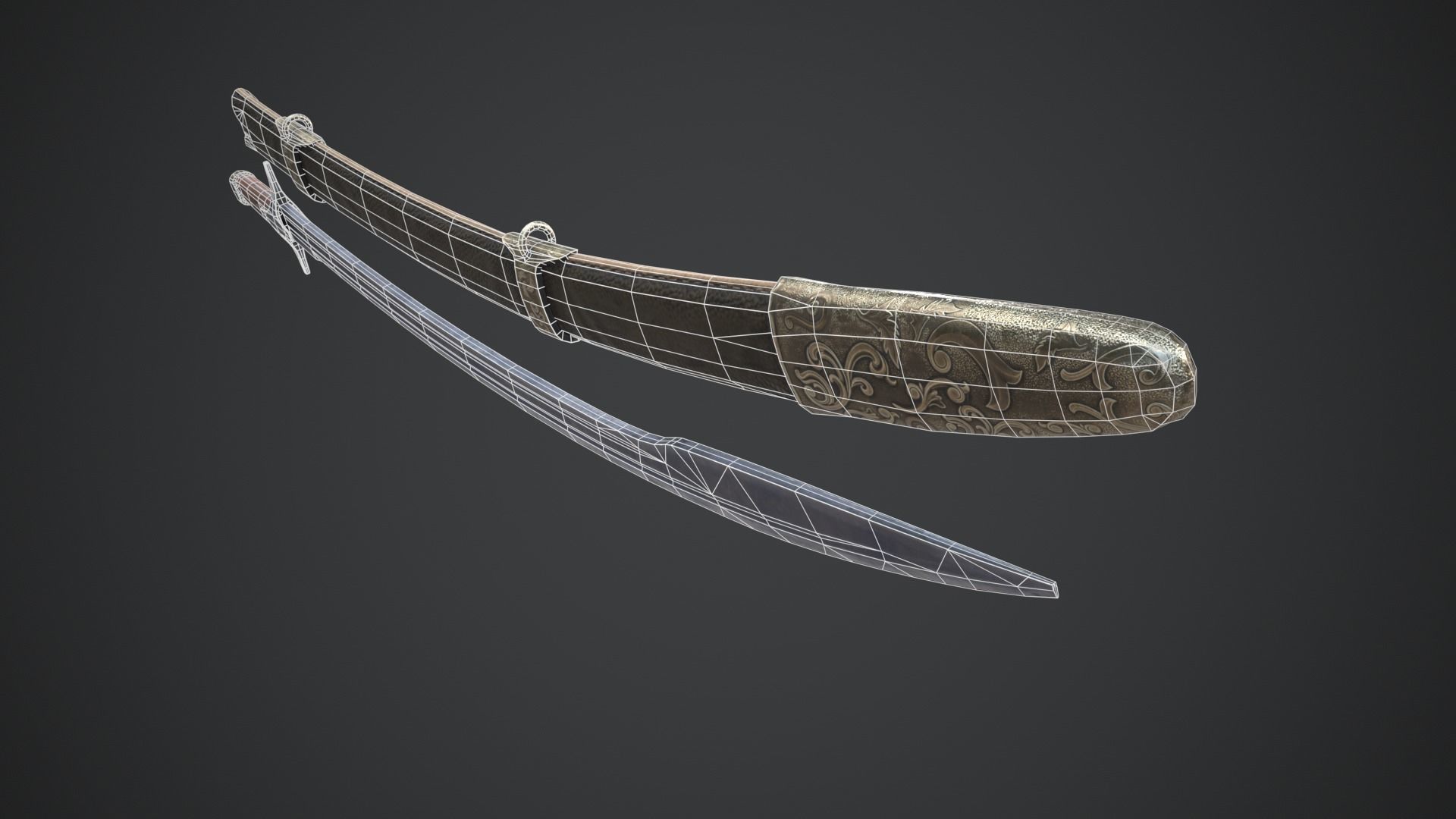 Medieval Saber Low-poly 3D model_13