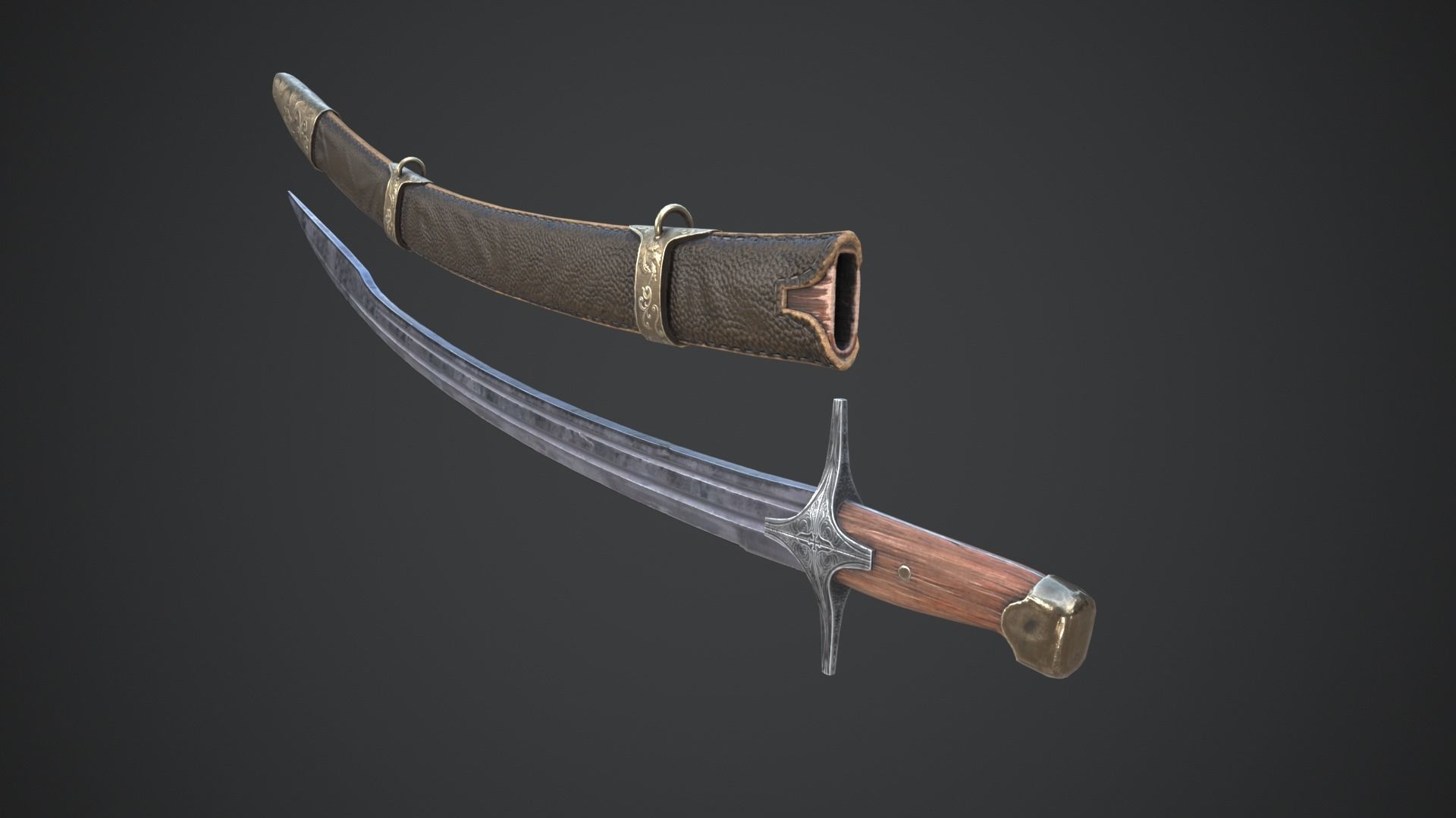 Medieval Saber Low-poly 3D model_10