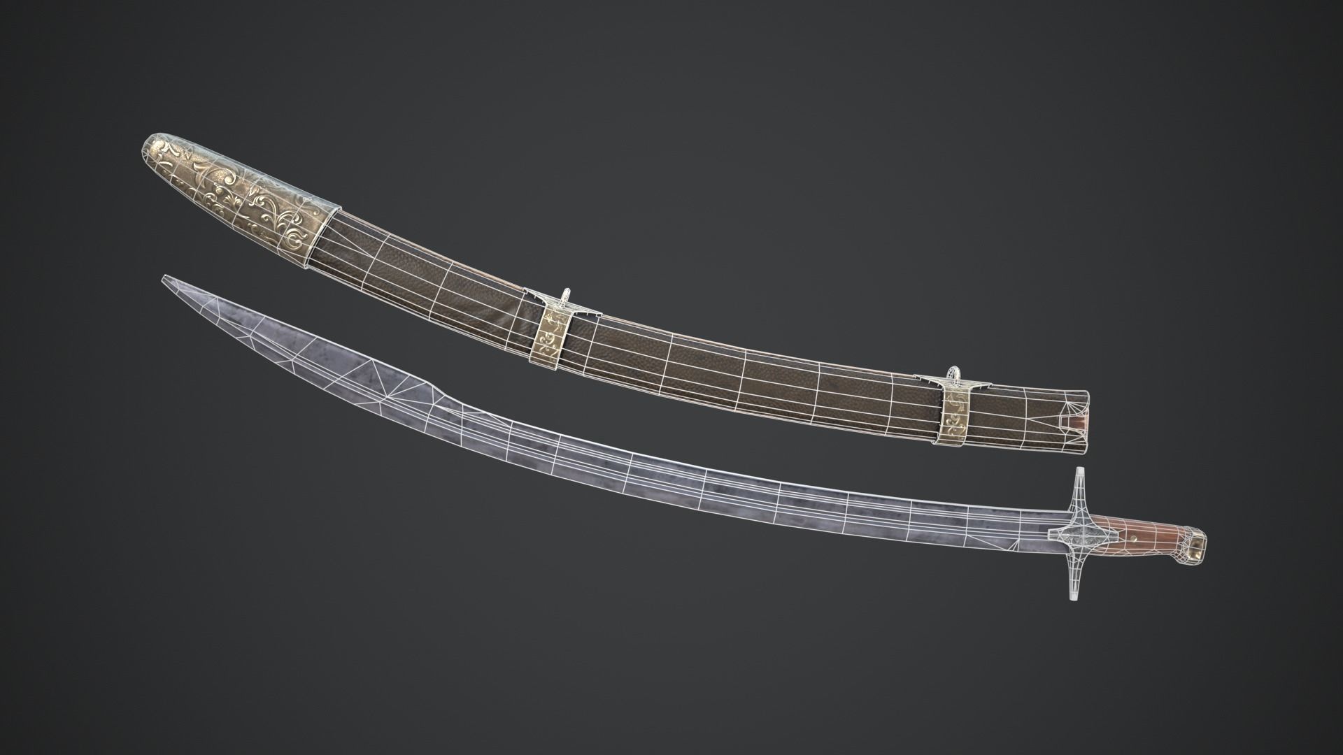 Medieval Saber Low-poly 3D model_18