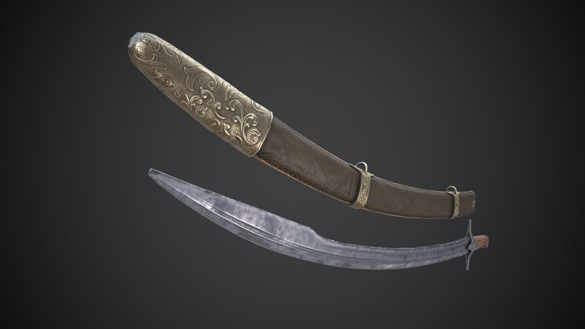 Medieval Saber Low-poly 3D model_8