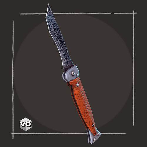 Damascus Knife - Game Ready -  Free low-poly 3D model