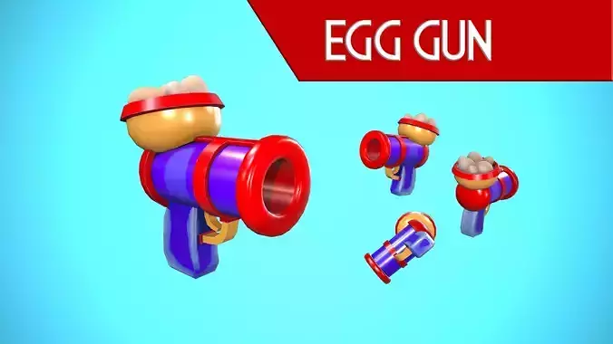 EGG GUN CARTOON STYLIZED Low-poly 3D model