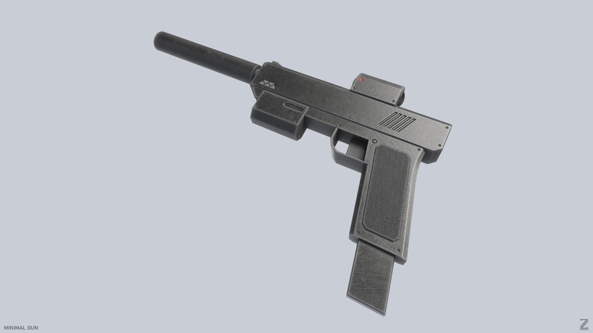 Minimal gun Low-poly 3D model_3