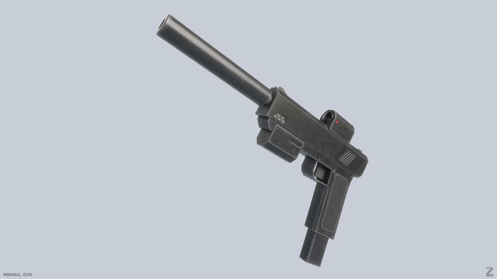 Minimal gun Low-poly 3D model_6