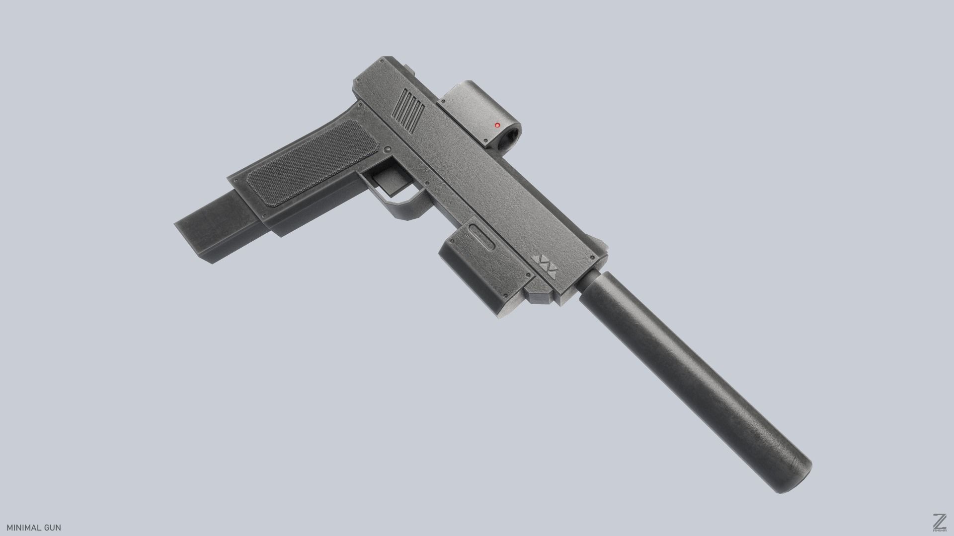 Minimal gun Low-poly 3D model_7