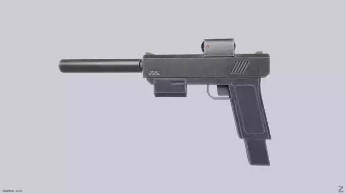 Minimal gun Low-poly 3D model
