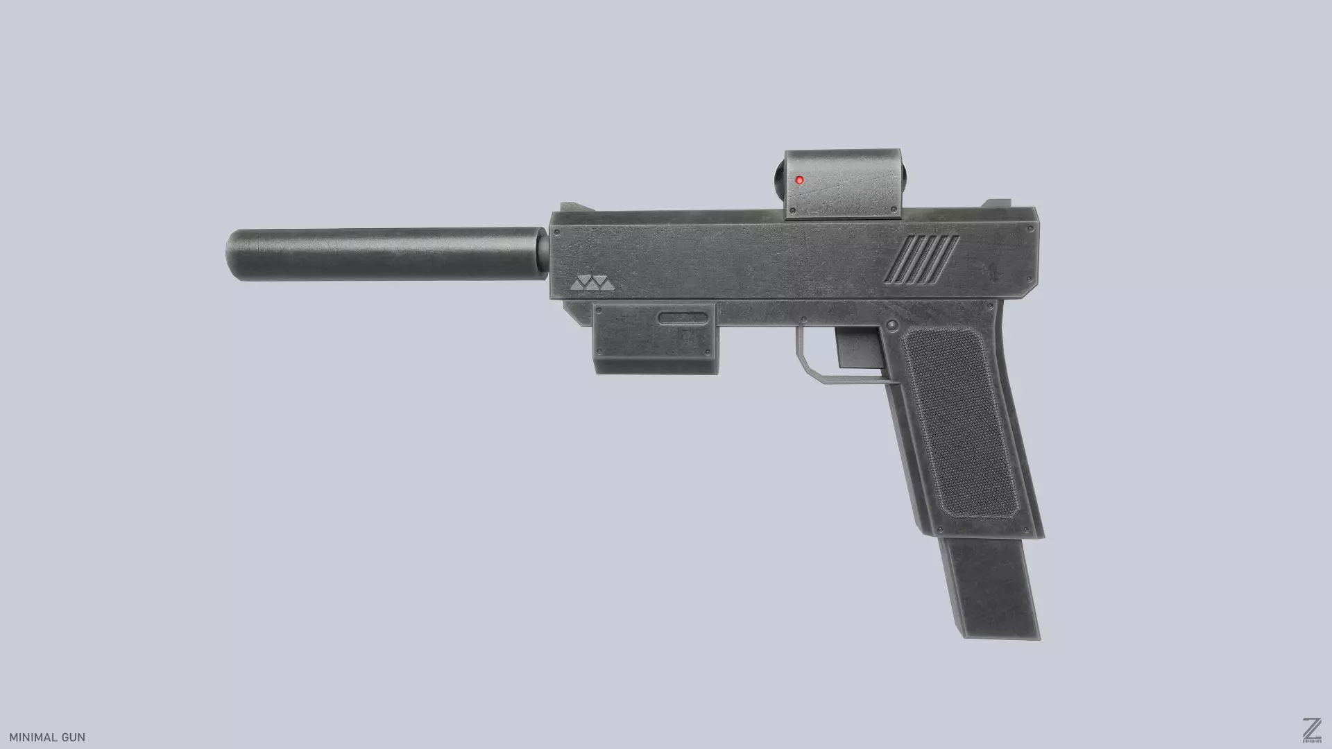 Minimal gun Low-poly 3D model_0